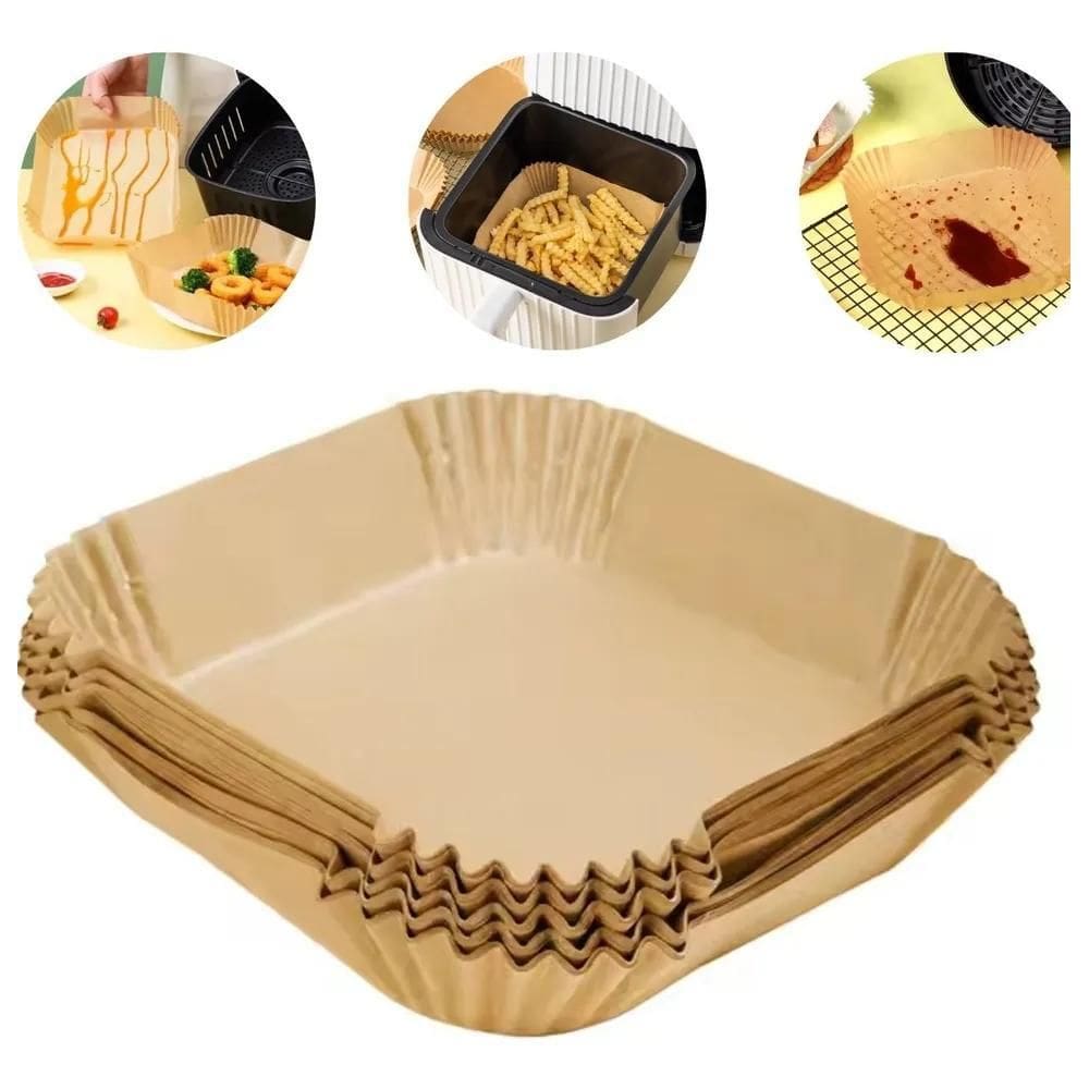 2X Forma Descartavel Papel Tapete Airfryer Antiaderente 200U