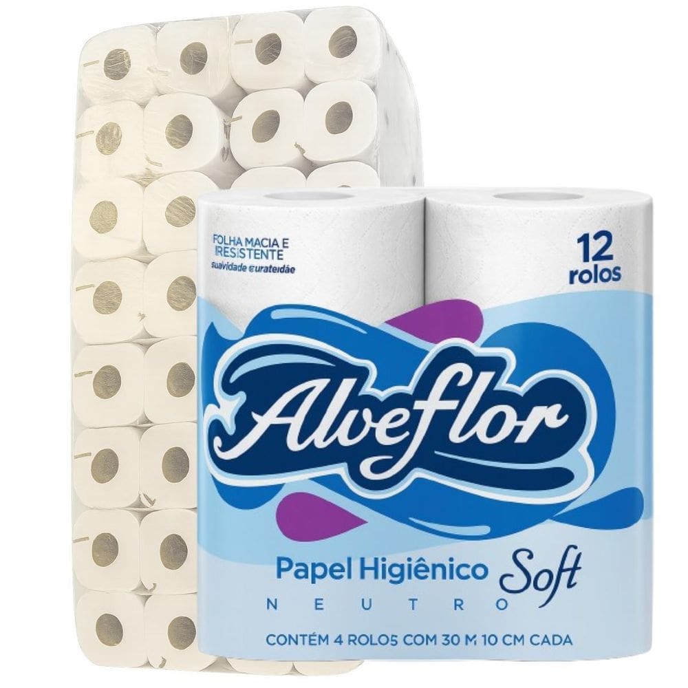 Papel Higiênico Alveflor Soft 30 Mts Fardo Com 64 Rolos