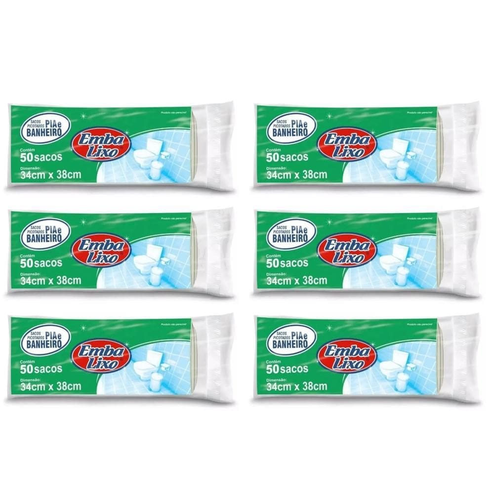 Combo 6 Pacotes Com 50 Unidades Saco De Lixo Embalixo