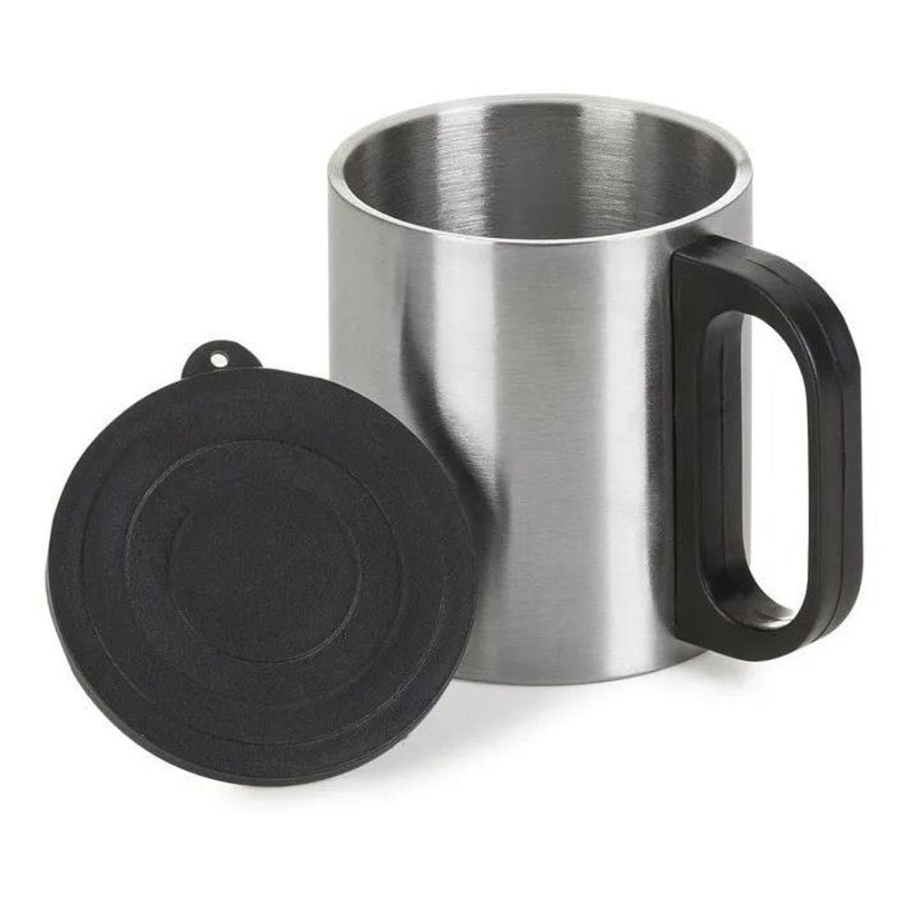 2 Mini Caneca Pequena De Inox Com Tampa 180Ml Café Chá Leite