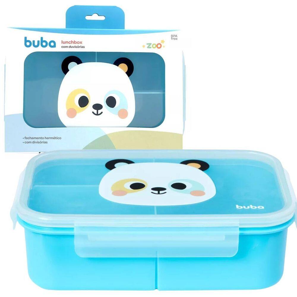 Pote Lunchbox Hermético Com Divisórias Buba Zoo Panda Azul
