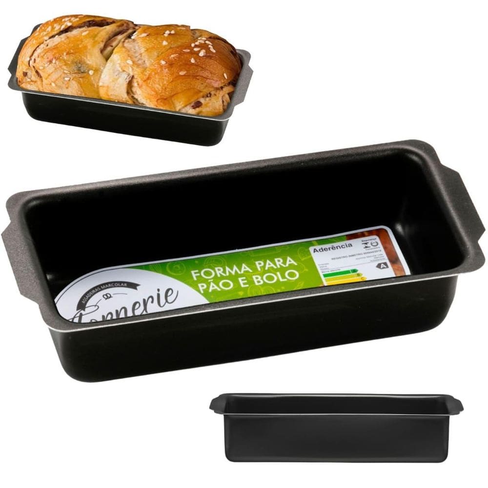 Forma Assadeira De Pão Retangular Média Antiaderente 1,3L