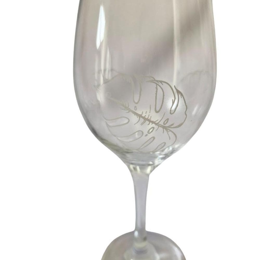 Taça Folha Costela De Adão Cristal Personalizada Vinho 490Ml