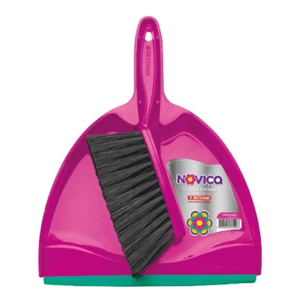 2X Pá De Lixo Com Escova Clipá - Bt120 Noviça Rosa