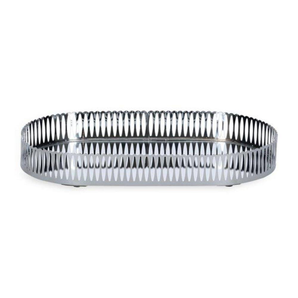 Bandeja Decorativa Em Metal Prata Espelhado 26X14,5Cm 19583