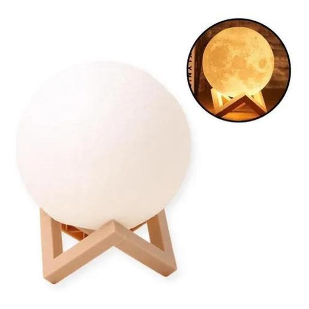 Abajur Luminária Lua Cheia 3D Majestic Led De Mesa Sem Fio