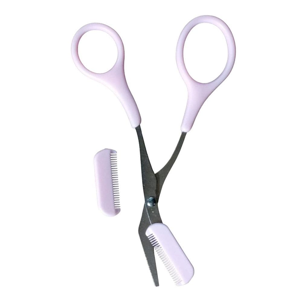 Tesoura Com Pente 2 Em 1 Para Design De Sobrancelhas Rosa