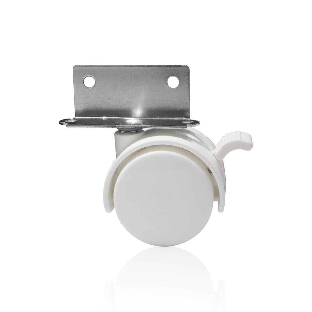 Rodízio Fixo Com Trava Chapa Em L Branco Rb40