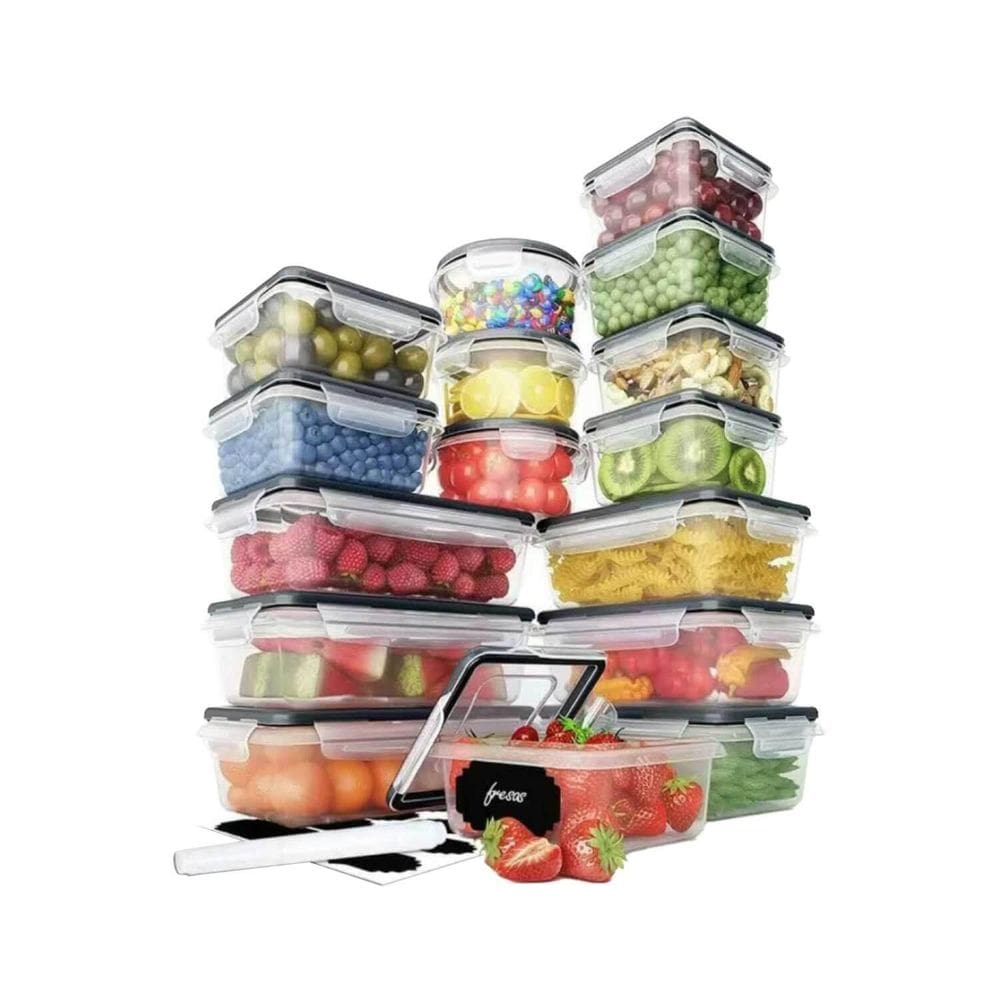 Kit 16 Potes Herméticos Empilhável Tampa/Trava Transparente