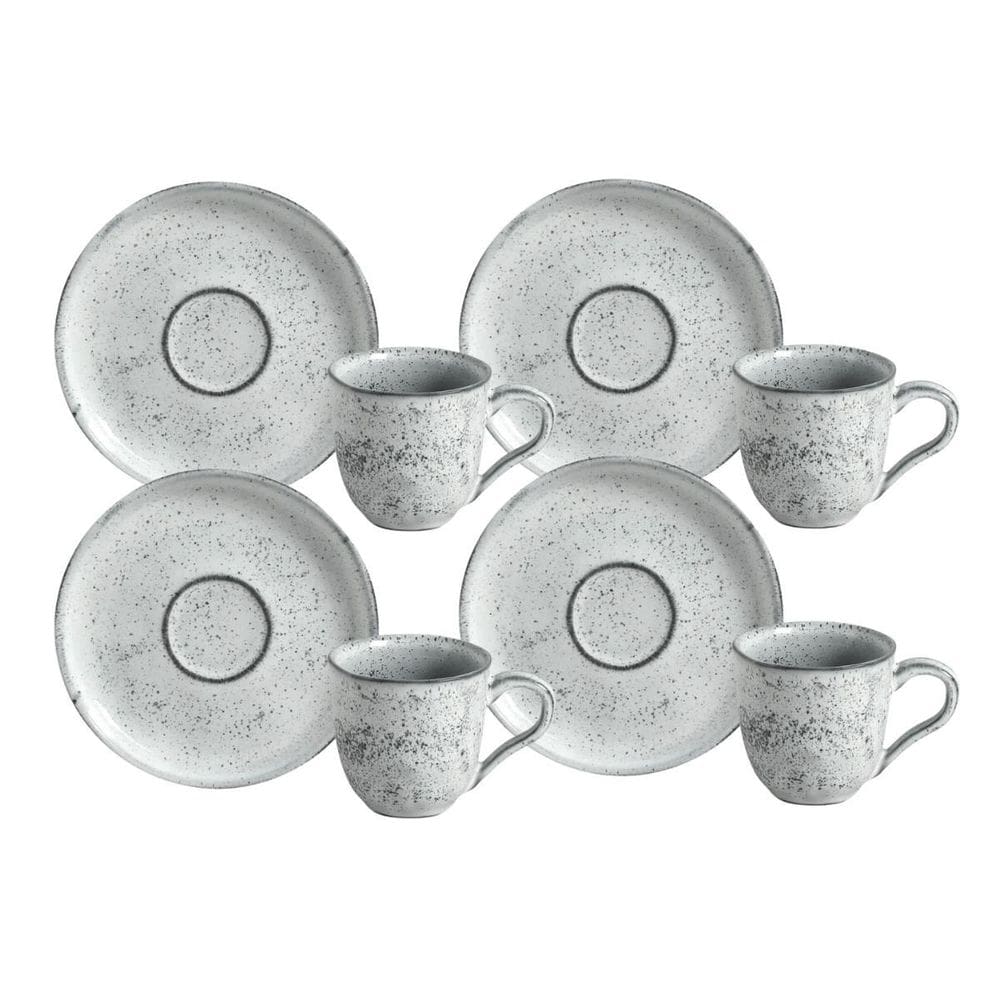 Jogo De Xicaras Café Pires 120Ml 4 Peças Bio Echo Rustico