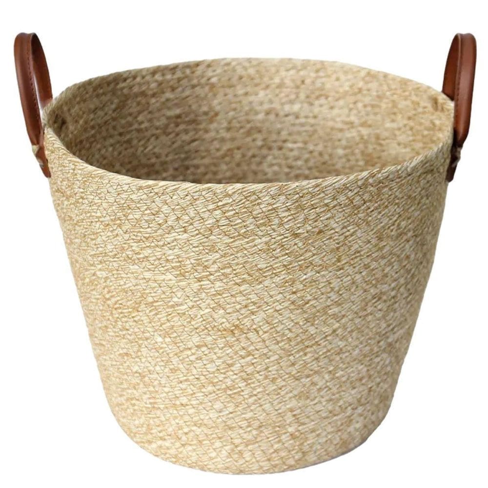 Cesto Multiuso De Fibra Natural Com Alça Marrom