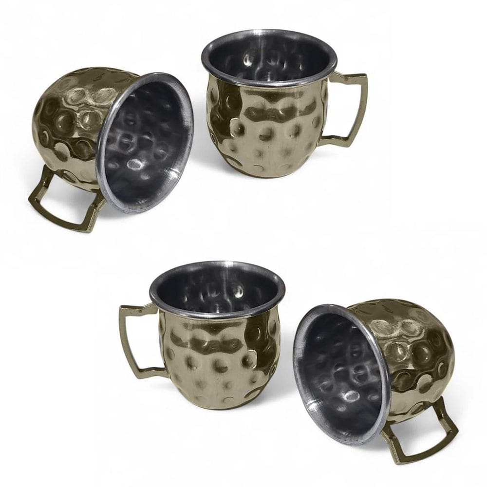 Kit 4 Mini Canecas Moscow Mule Martelada Shot Premium 60Ml D