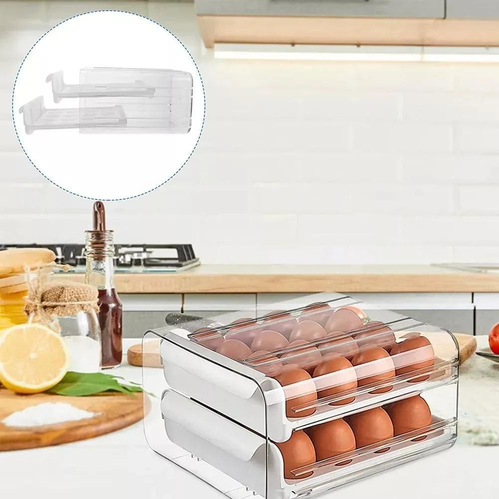 3X Porta Ovos Geladeira 32 Cavidades Retangular Plástico