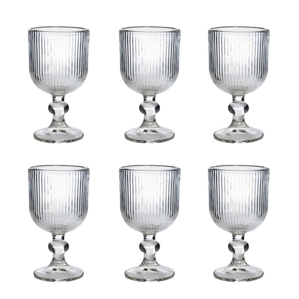 Jogo De Taça Canelada Vidro Lotus Clear 270Ml 6 Peças