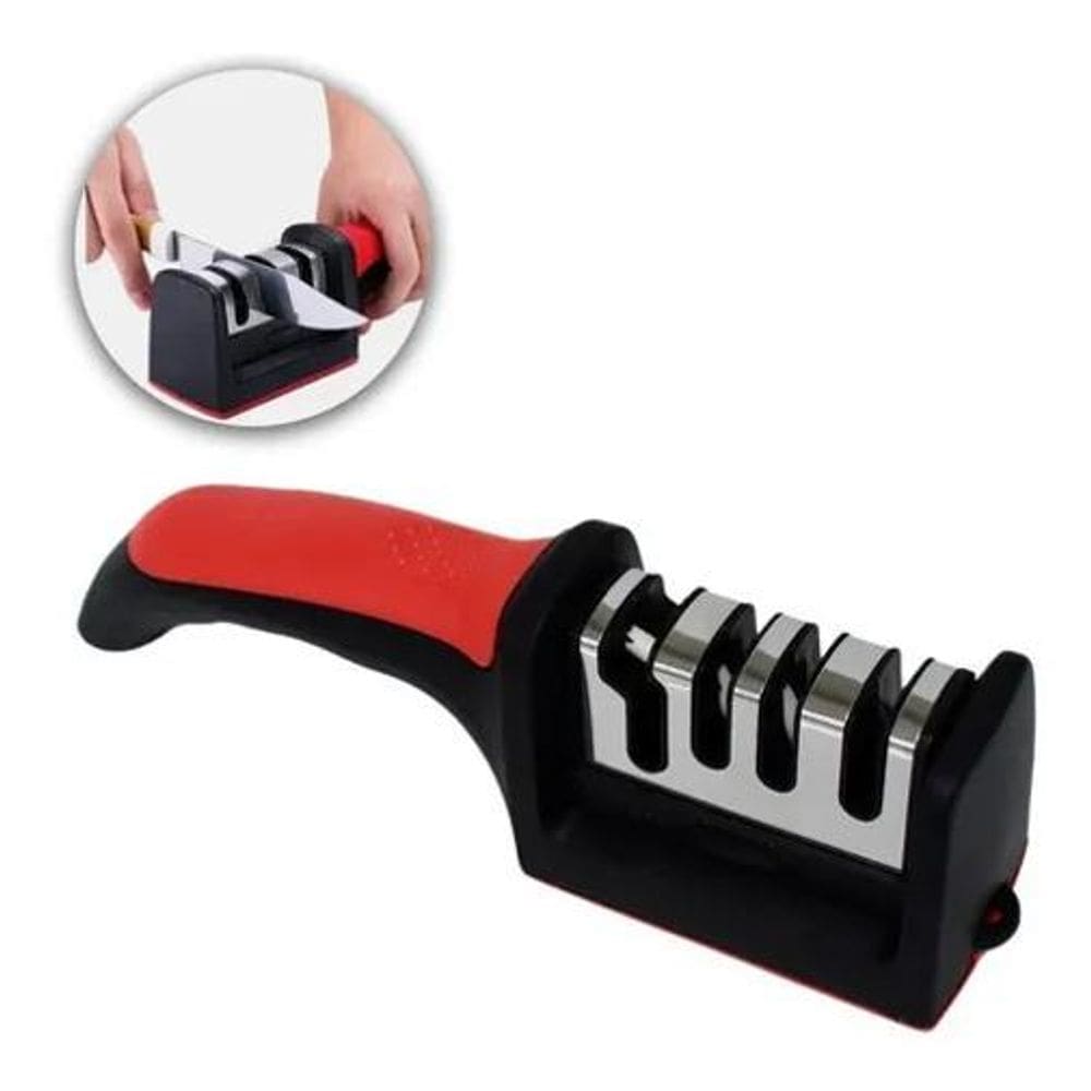 2X Afiador Ergonômico De 4 Ranhuras Para Cozinha E Tesoura V