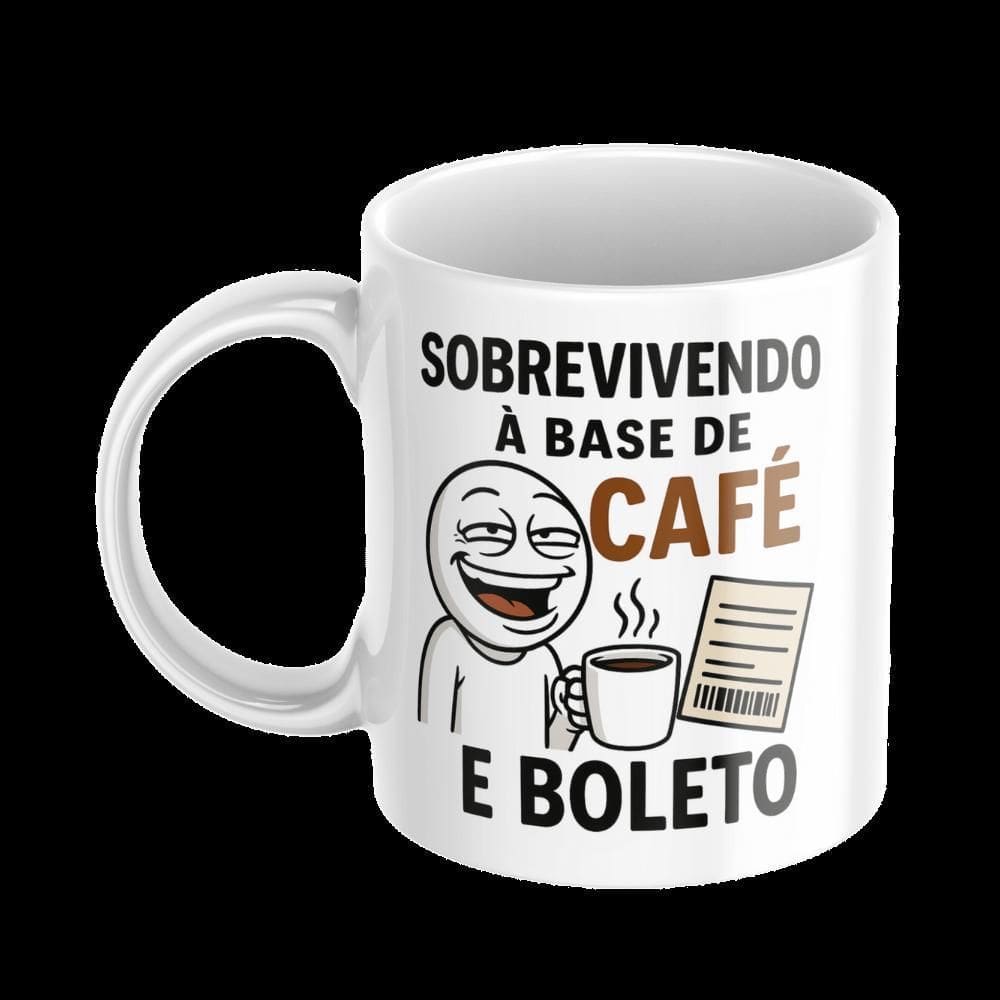 Caneca Sobrevivendo À Base De Café E Boleto - Porcelana