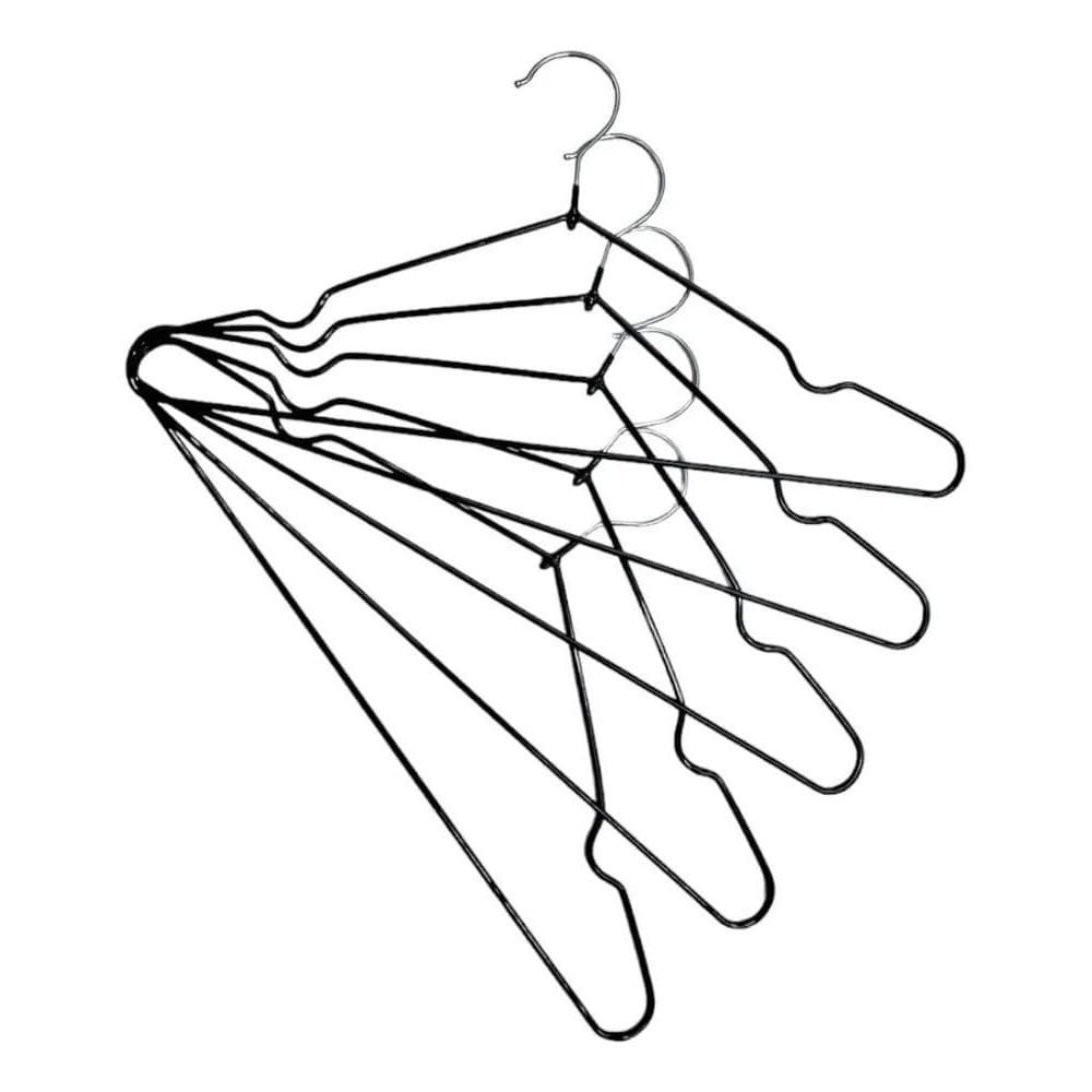 30 Cabides Adulto Para Roupa Calça Inox Emborrachado Preto