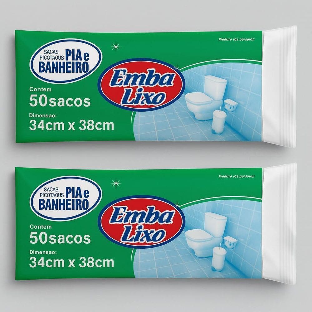 Kit 2Un Embalixo Saco Lixo Pia E Banheiro Branco 34X38