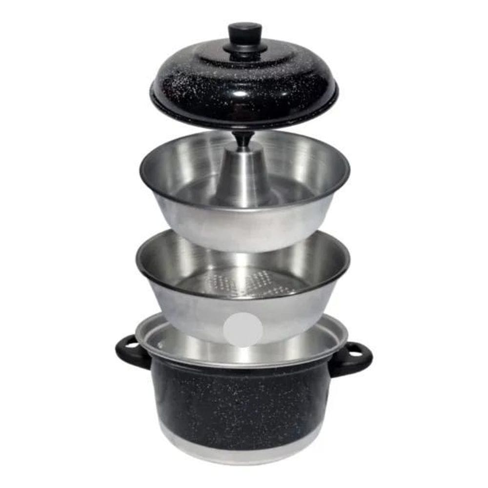 3X Panela Multiuso 3 Em 1 De Alumínio Preto Pudinzeira