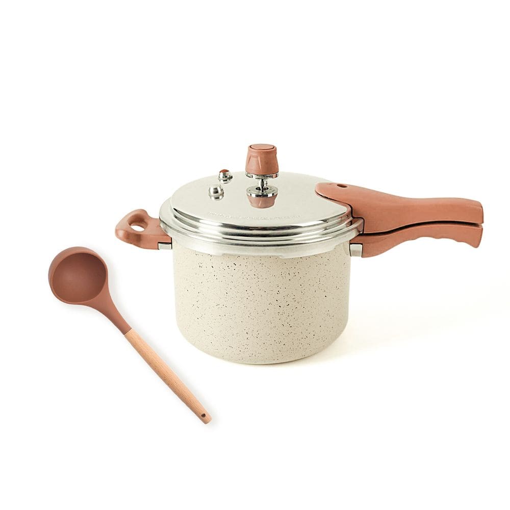 kit panela de pressão com indução 4,4L e concha de silicone com cabo de madeira - Oikos