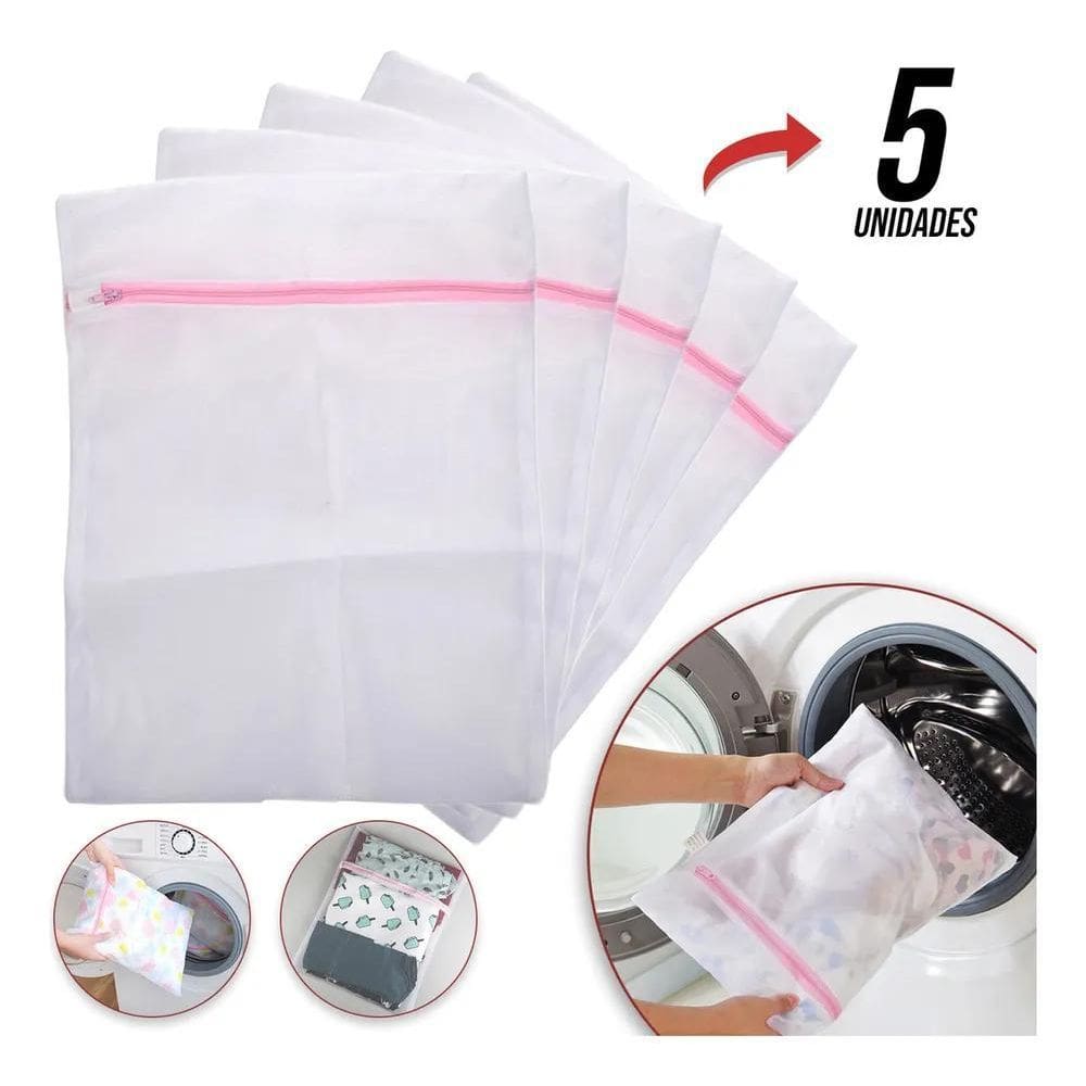 2X L.A Utilidades Kit 5 Saquinhos De Lavar Roupas Delicadas