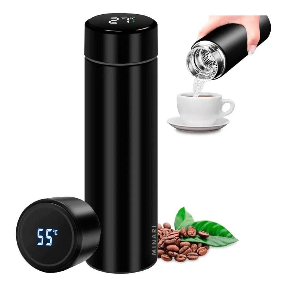 Garrafa Térmica Digital Inteligente De 500 Ml, Cor Preta