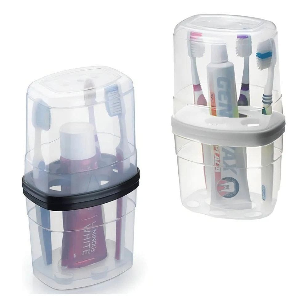 2X Porta Pasta De Dente E Escovas Organizador Com Tampa
