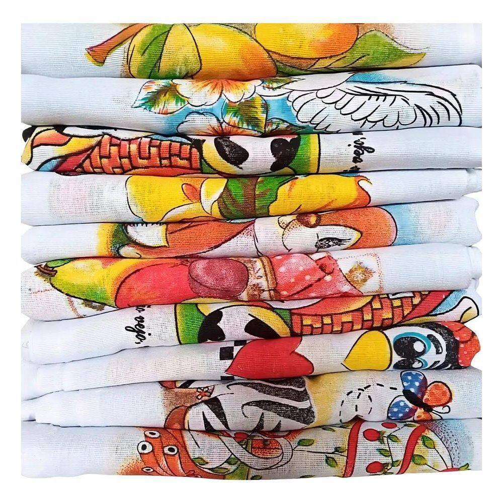 10X 5 Panos De Prato Estampado Pé De Galinha Kit Uso Diário