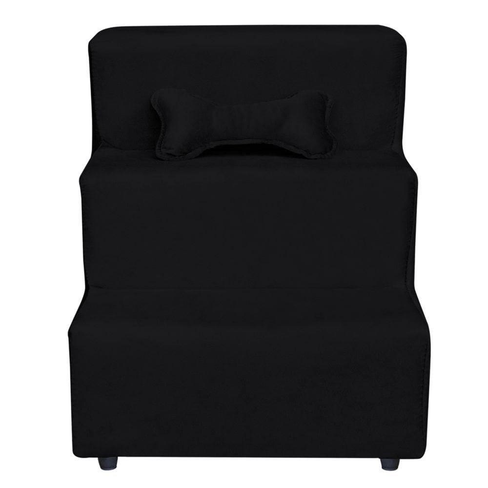 Escadinha Pet 3 Degraus Cachorro E Gato Veludo Preto