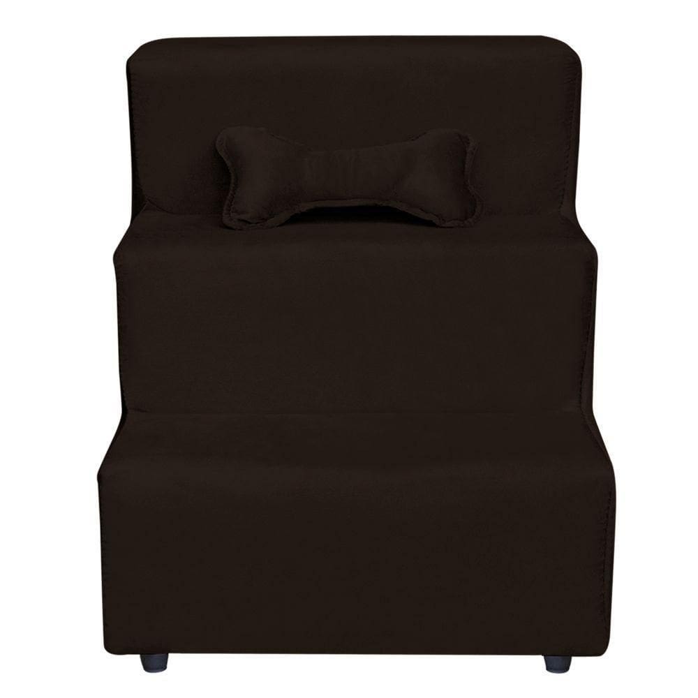 Escadinha Pet 3 Degraus Cachorro E Gato Veludo Marrom