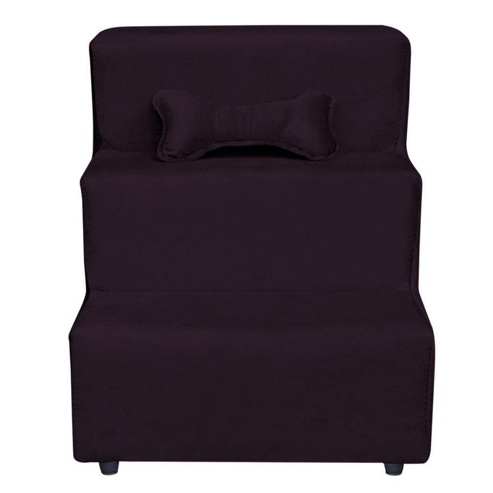 Escadinha Pet 3 Degraus Cachorro E Gato Veludo Roxo