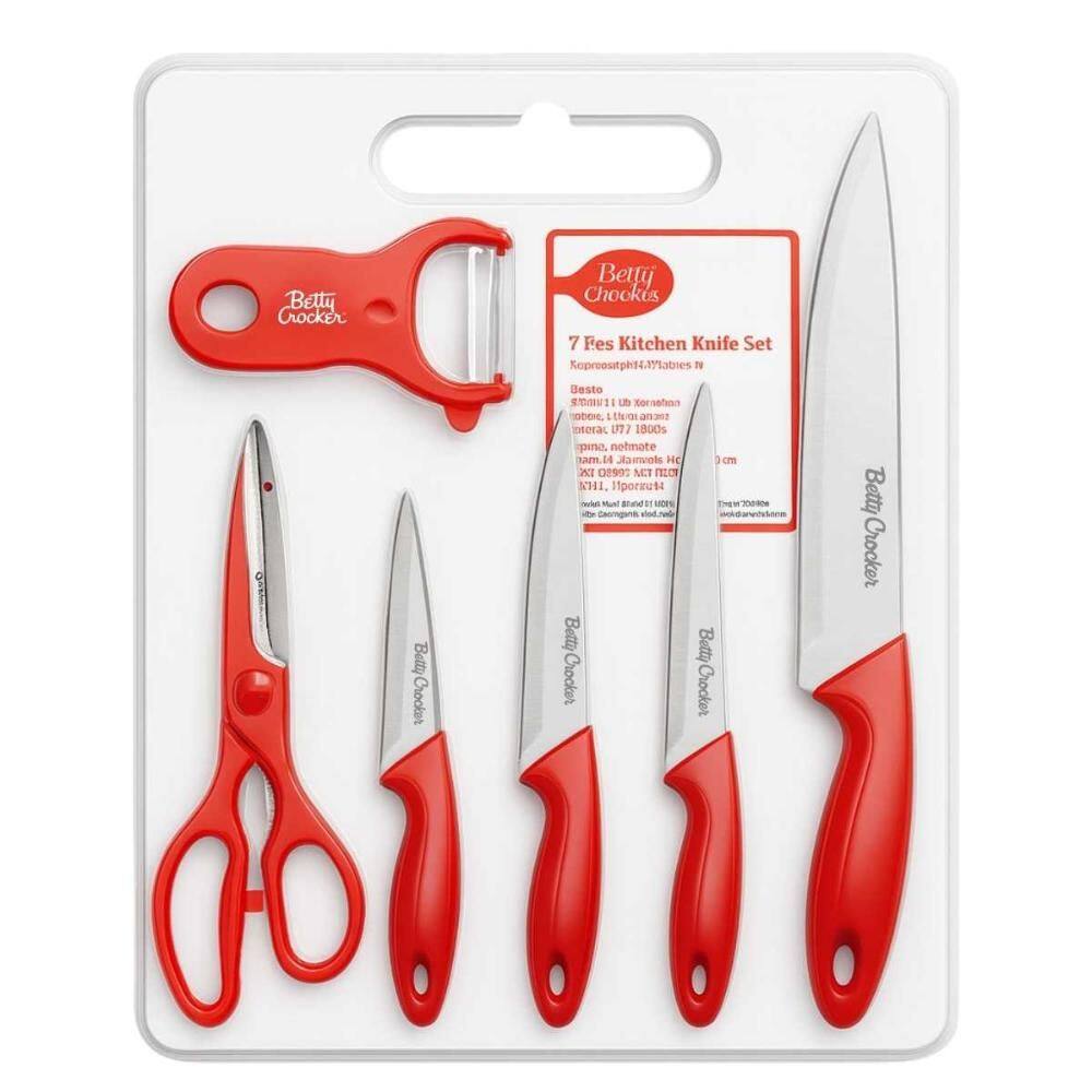 Jogo Facas Descascador Tábua Tesoura Cozinha Betty Crocker