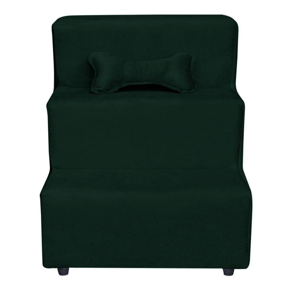 Escadinha Pet 3 Degraus Cachorro E Gato Veludo Verde