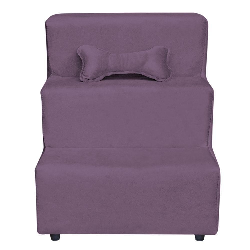 Escadinha Pet 3 Degraus Cachorro E Gato Suede Lilás