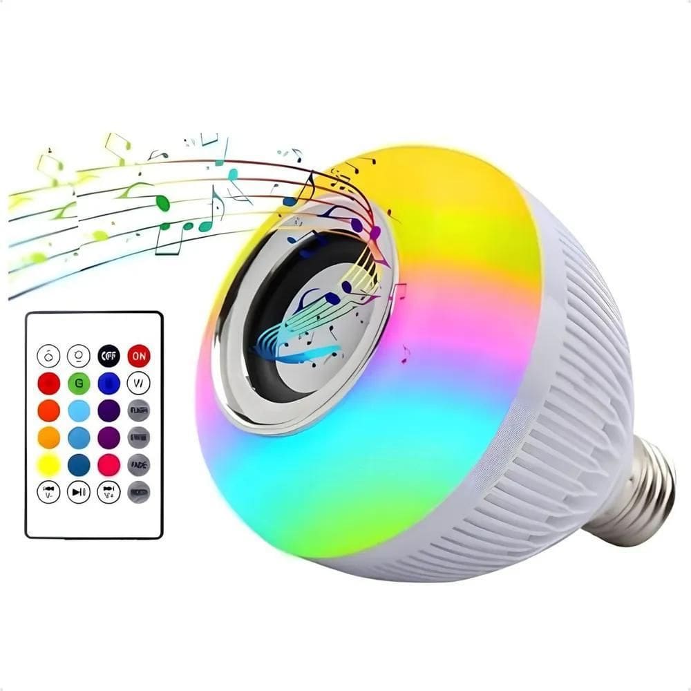 10X Lampada Musical De Led Bulbo Bluetooth Rgb + Controle R
