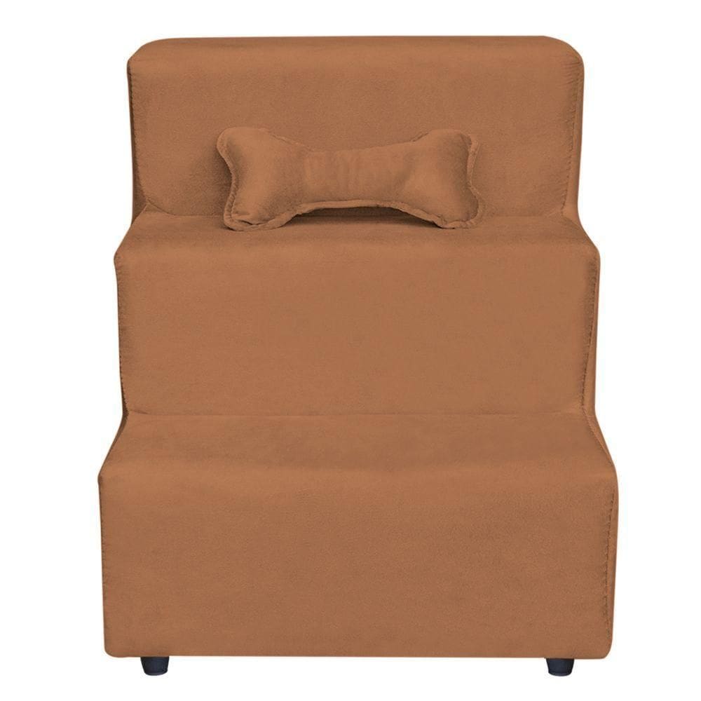 Escadinha Pet 3 Degraus Cachorro E Gato Veludo Terracota
