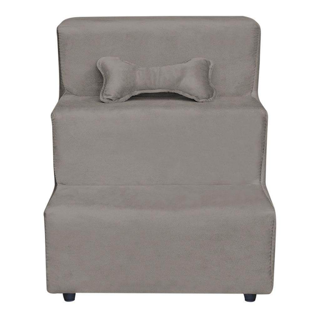 Escadinha Pet 3 Degraus Cachorro E Gato Veludo Cappuccino