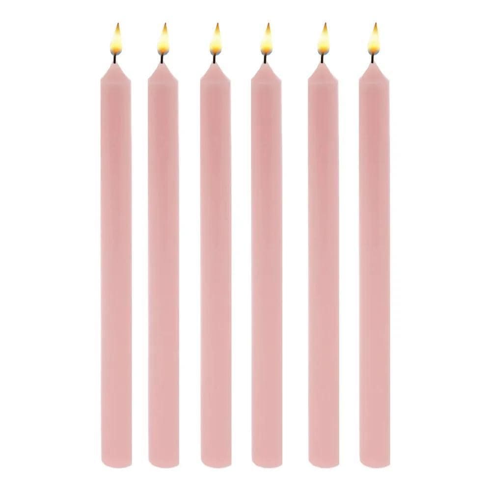 2X Vela Para Castiçal Rosa 8 Uni 26 Cm Decoração Casamento