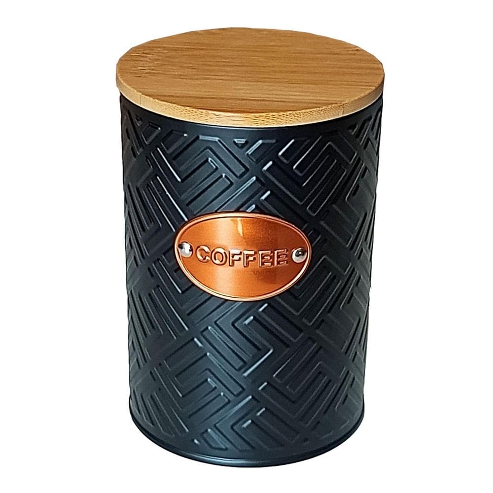 Lata Hermética Porta Café Coffee Tampa De Bambu Preto