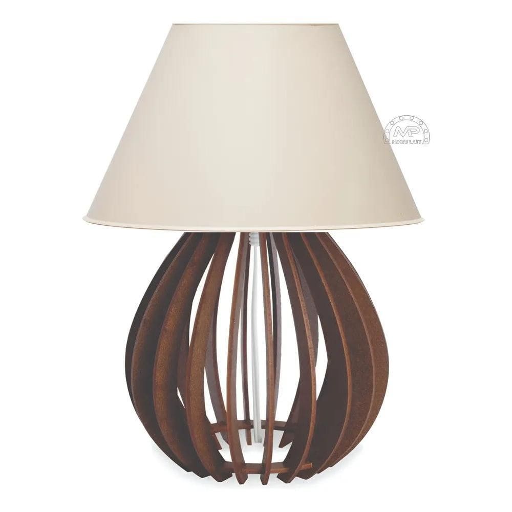 2X Abajur Bola Mdf Marrom Cúpula Sala Cozinha Quarto Escritó