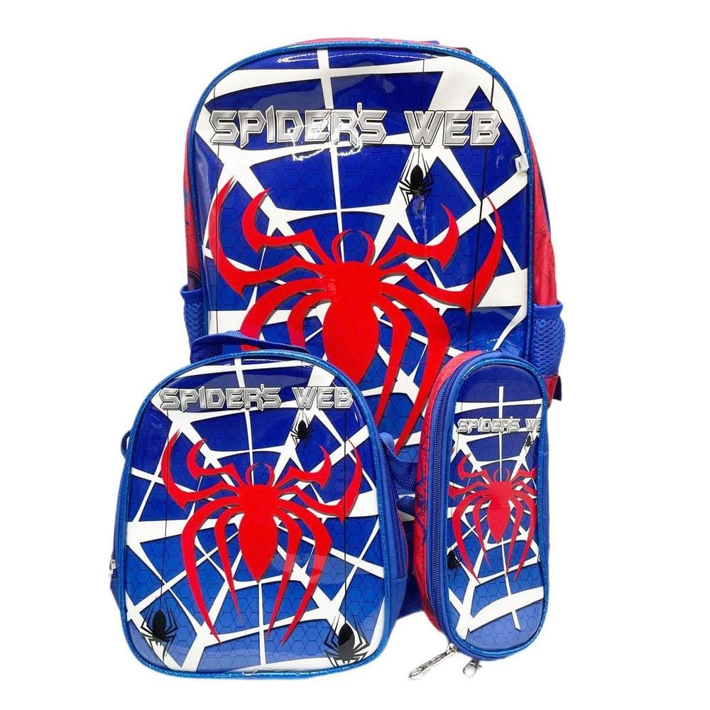 Kit Mochila Com Rodinhas E Lancheira + Estojo Spiders Web