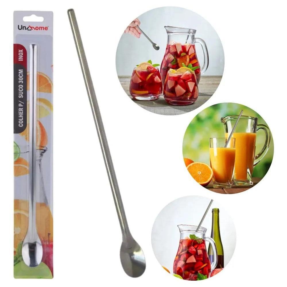 2X Colher 30 Cm Para Mexer Suco Leite Copo Jarra Comprida Co