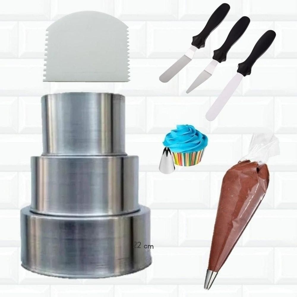 Kit Confeiteiro Saco + 1M + Espatulas Formas Altas Alumínio