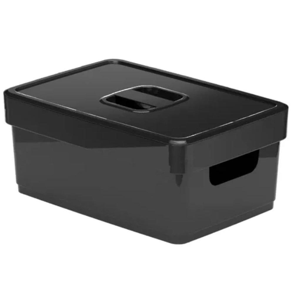 Kit 6 Organizador De Armário M Preta Com Tampa 25X17X10Cm