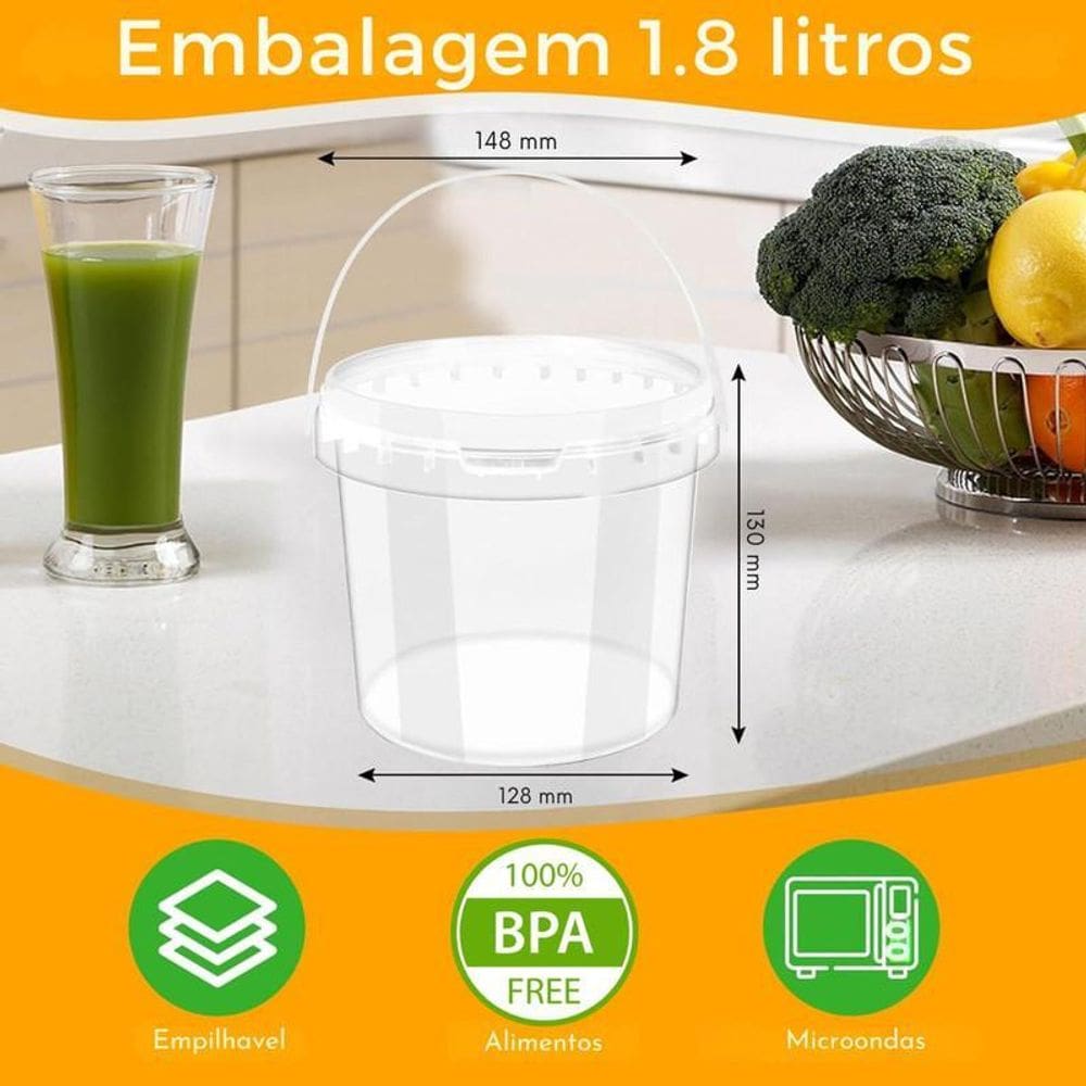 Balde 1.8L Tampa Lacre 25 Pçs