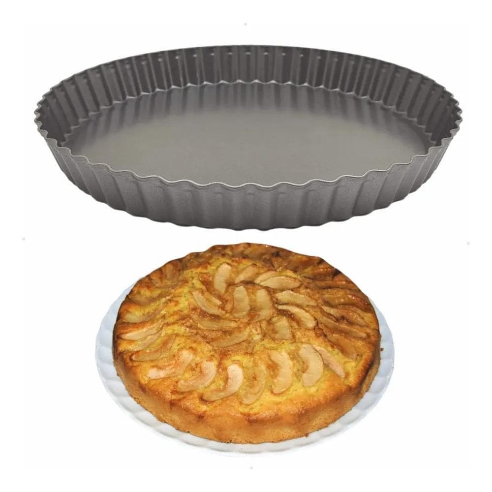 2X Forma Crespa Redonda Antiaderente Solta Fundo Torta 24 Cm