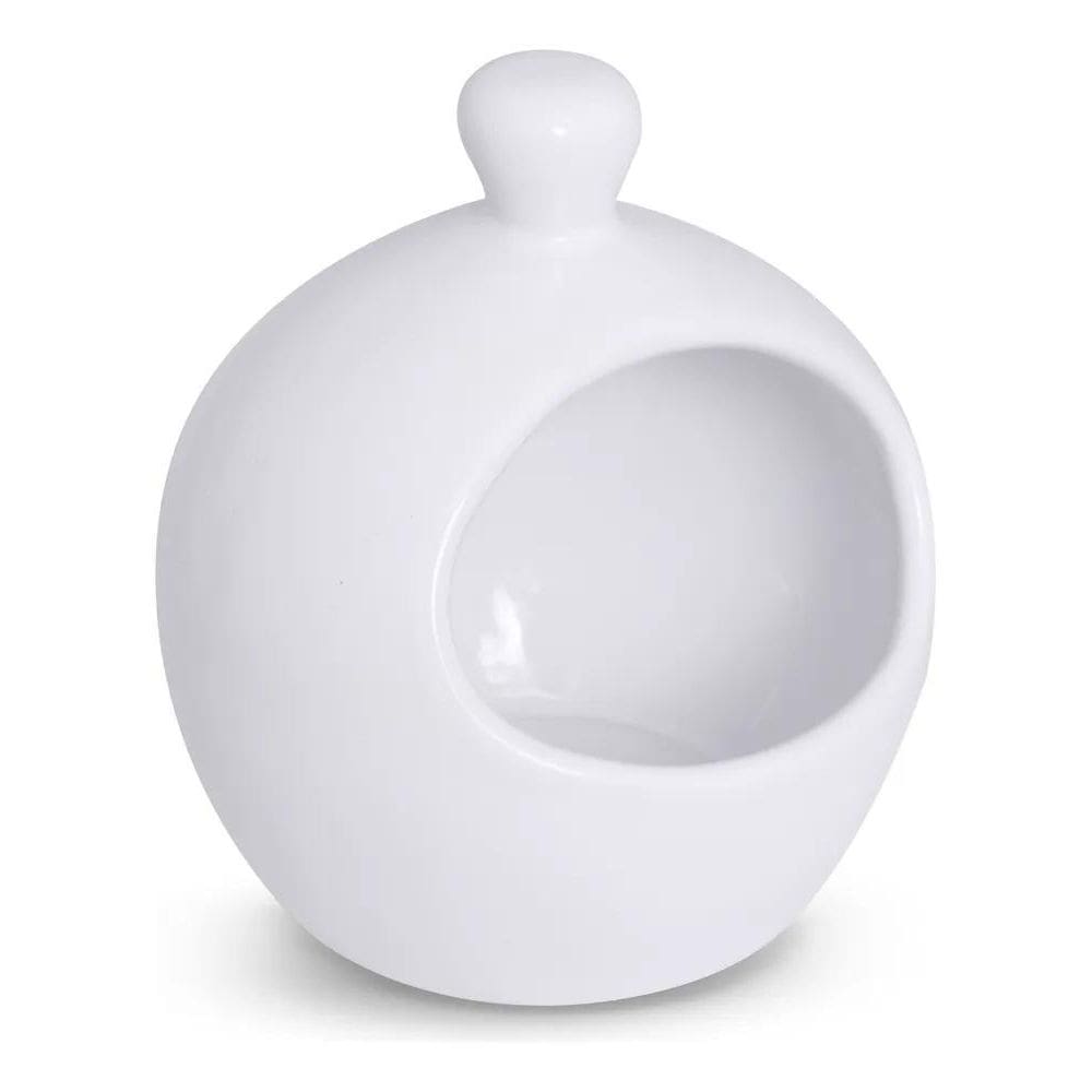 2X Porta Alho De Porcelana Branca