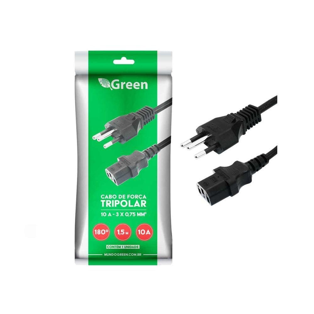 Cabo De Energia 3.00Mts 10A Green Preto