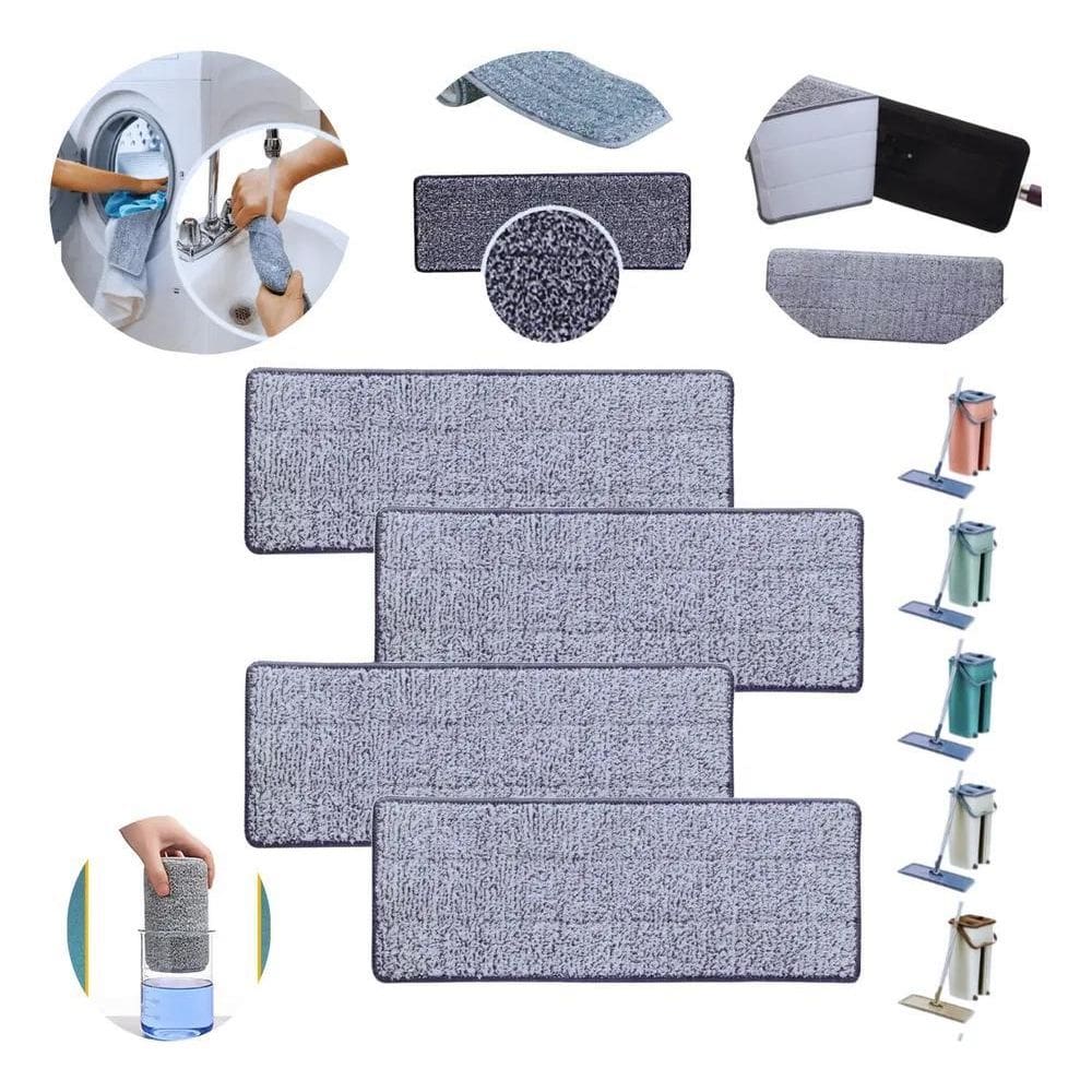 10X Refil Para Mop Flat Microfibra Lava E Seca 4 Unidades R