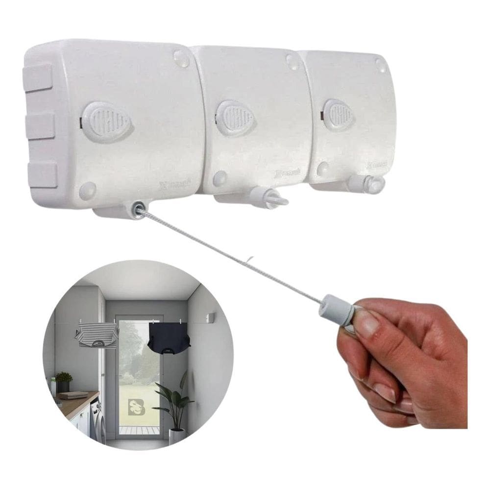 Varal Retrátil Automático Modular 3 Peças Com 6 Metros